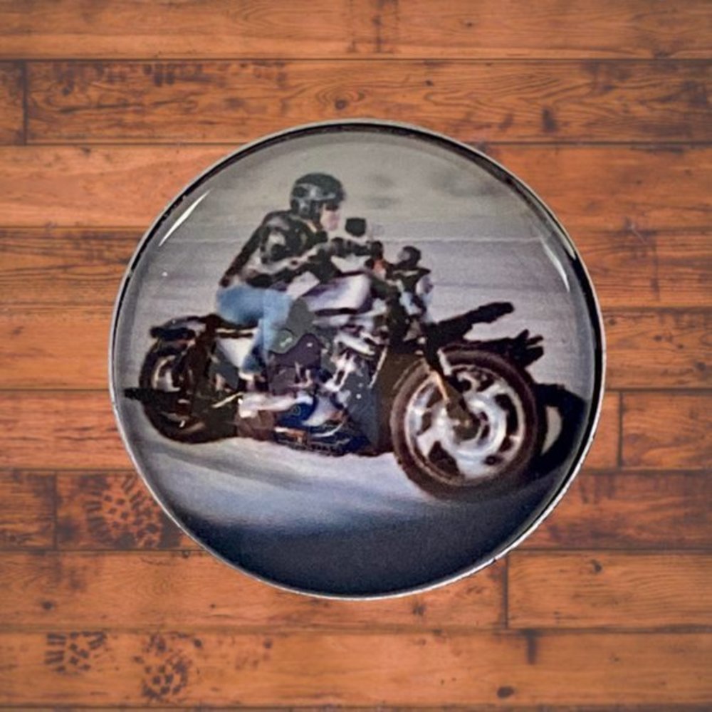 Person on a Motorcycle Snap Button